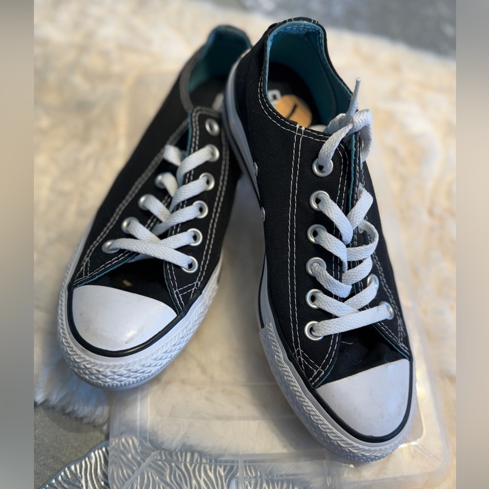 Converse Black Canvas Low Top Sneakers with White Accents